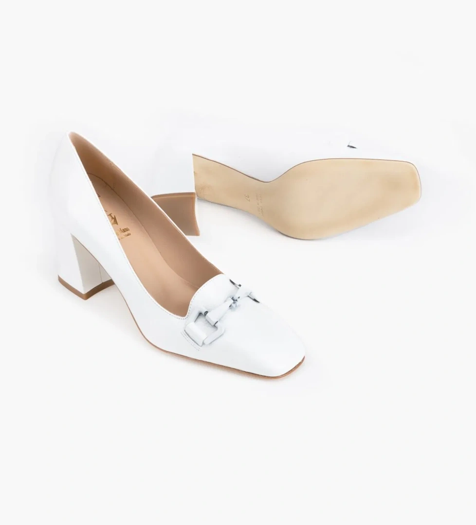 Luca Grossi Beyaz Kadın Topuklu Loafer - Görsel 1