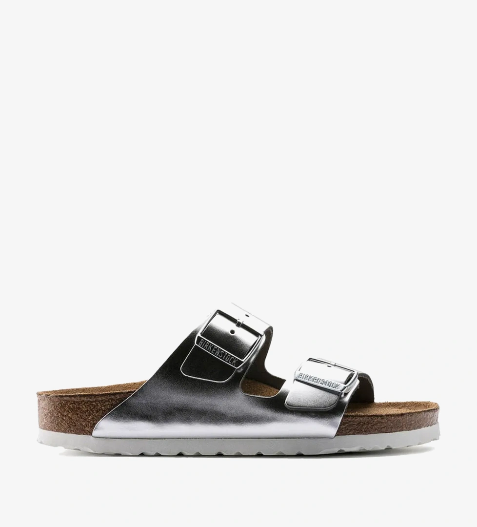 Birkenstock Arizona Sfb Nl Metallic Kadın Gümüş Rengi Terlik - Görsel 1