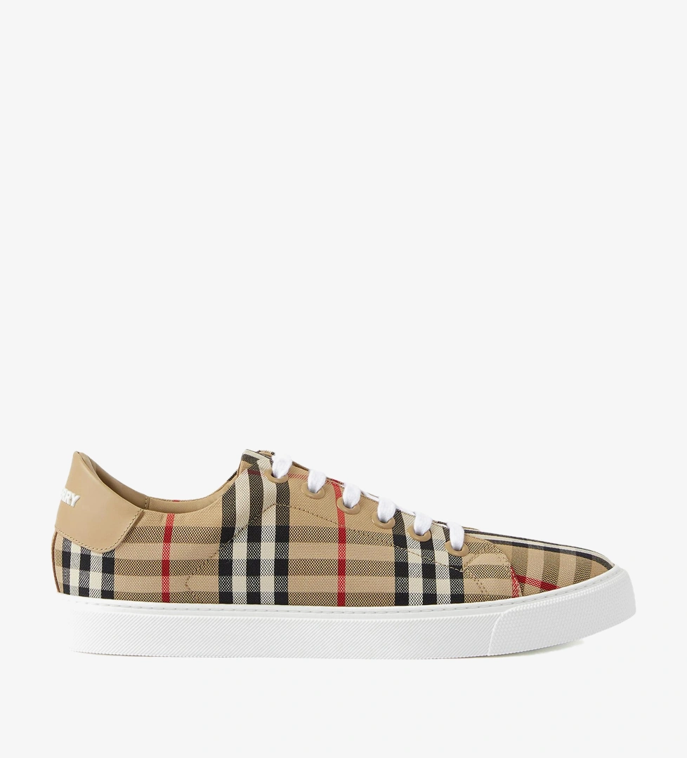 Burberry Burberry Check and Leather Kadın Bej Sneaker FashFed'de! Bej - 1. görsel