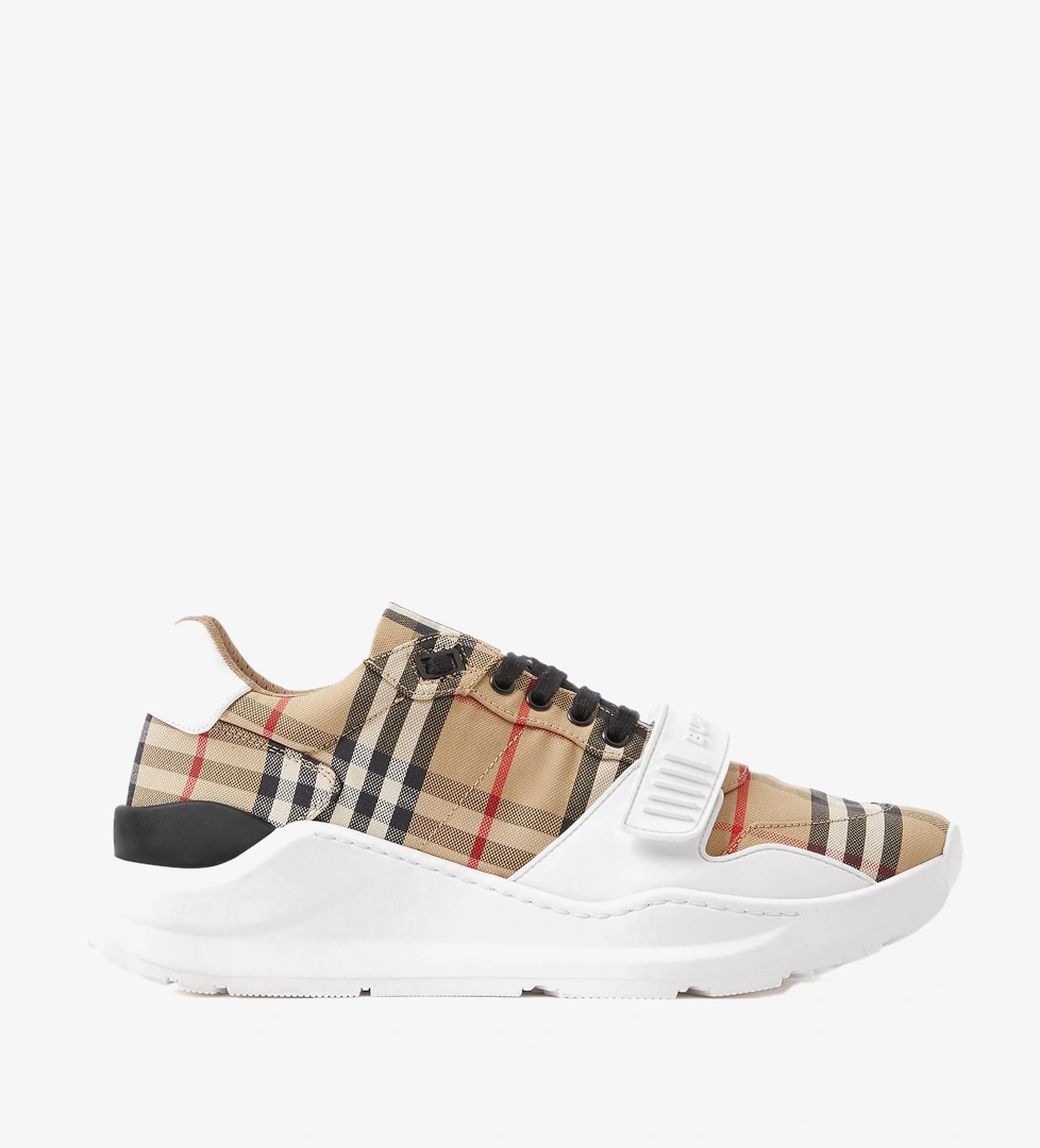 Burberry Burberry Check, Suede and Leather Erkek Bej Sneaker FashFed'de! Bej - 1. görsel