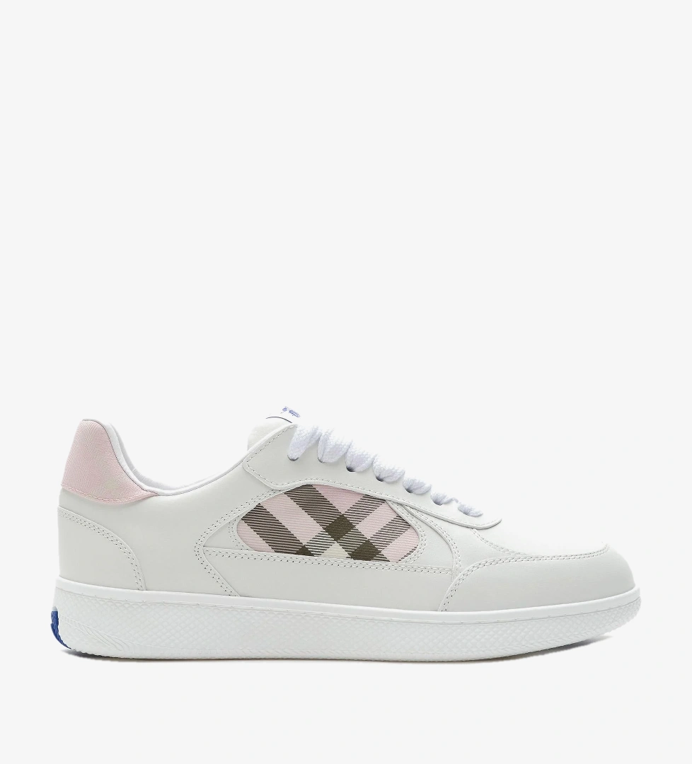 Burberry Leather And Check Terrace Kadın Beyaz Sneaker