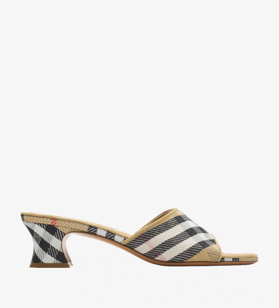 Burberry Burberry Sloane Mule Check Kadın Bej Terlik FashFed'de! Bej - 1. görsel