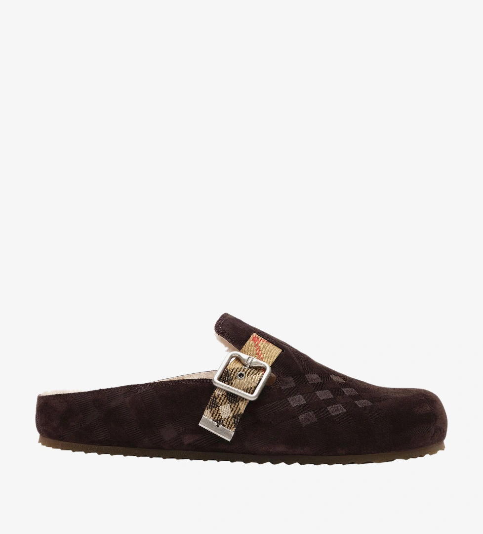 Burberry Burberry Urchin Shearling Erkek Kahverengi Sandalet FashFed'de! Kahverengi - 1. görsel