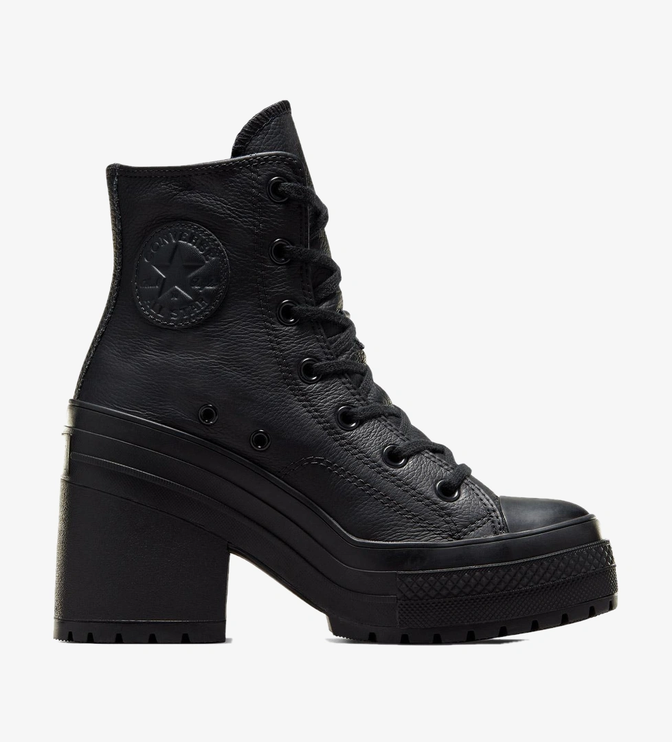 Converse Converse Chuck 70 De Luxe Heel Unisex Siyah Deri Platform Sneaker FashFed'de! Siyah - 1. görsel