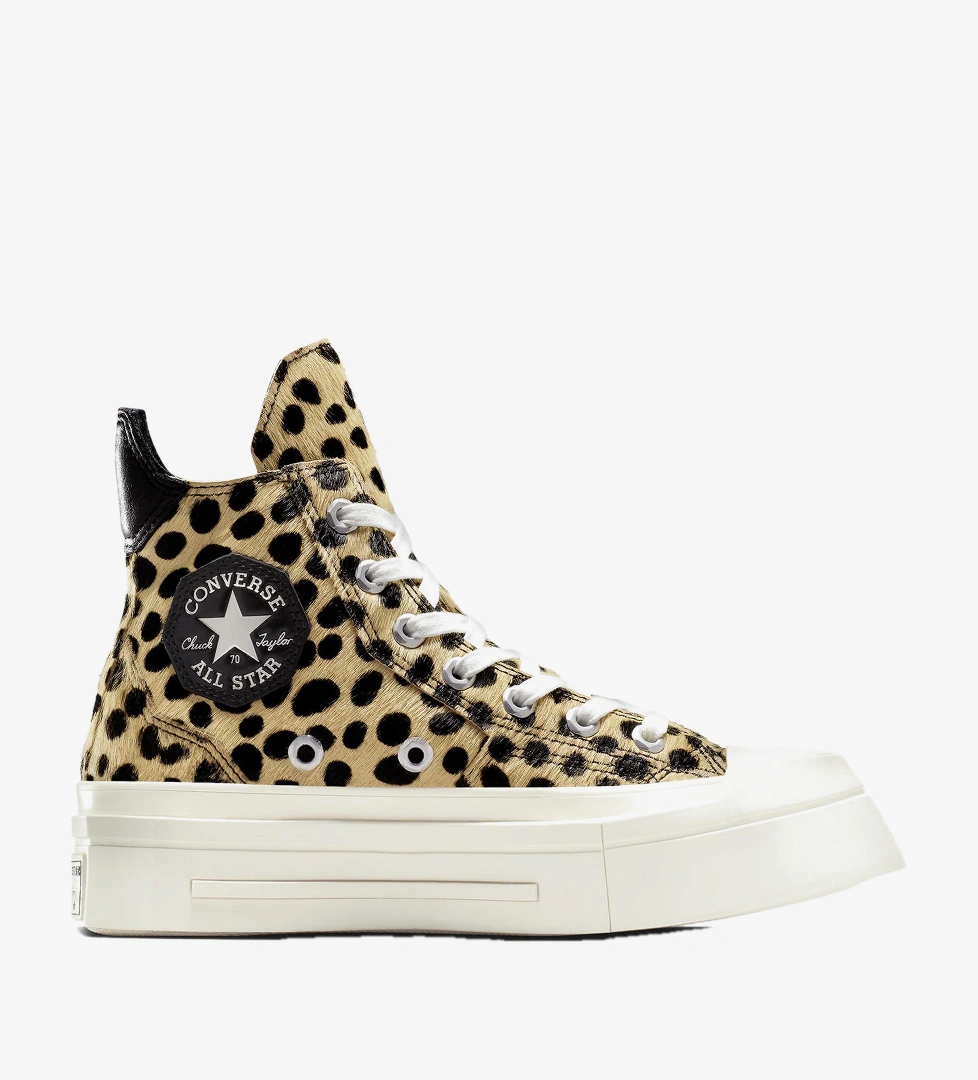 Converse Converse Siyah Chuck 70 Leopard Print De Luxe Squared Unisex Bej Platform Sneaker FashFed'de! Siyah - 1. görsel