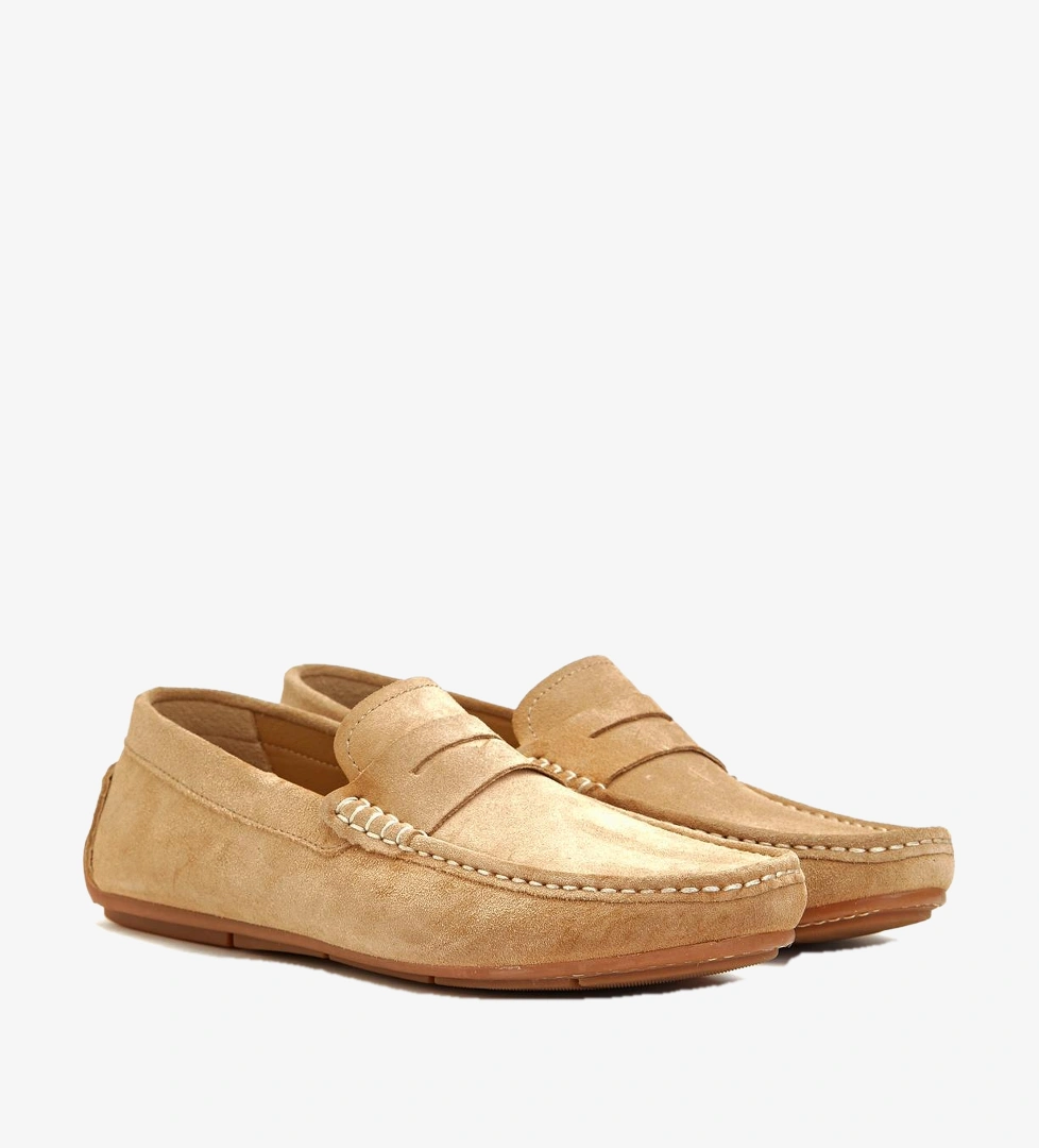 Divarese Erkek Camel Saraç Detaylı Süet Loafer