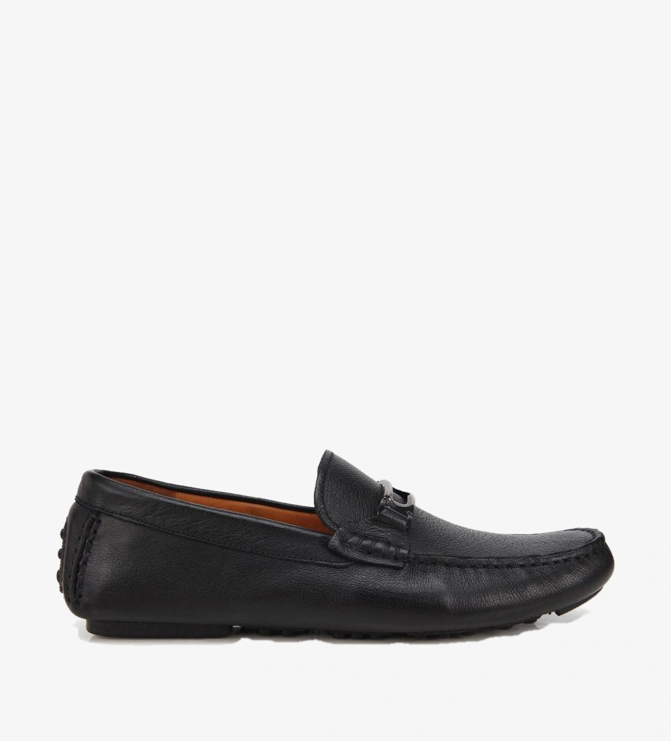 Erkek Deri Siyah Toka Detaylı Günlük Loafer