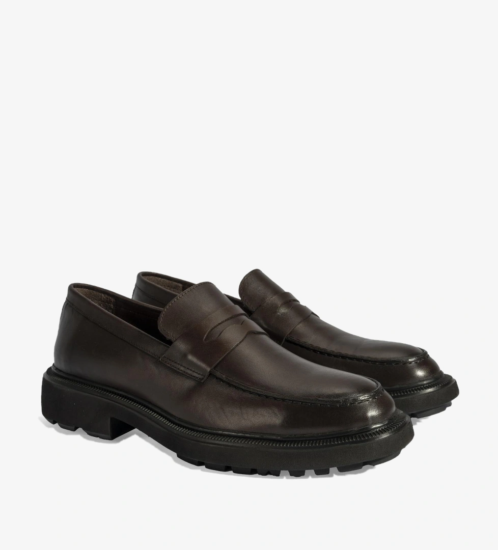 Erkek Kahve Deri Loafer