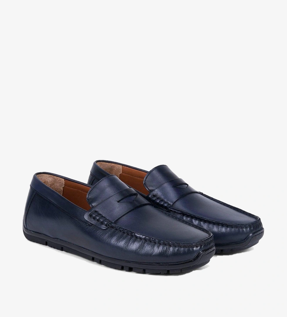 Erkek Lacivert Klasik Deri Loafer