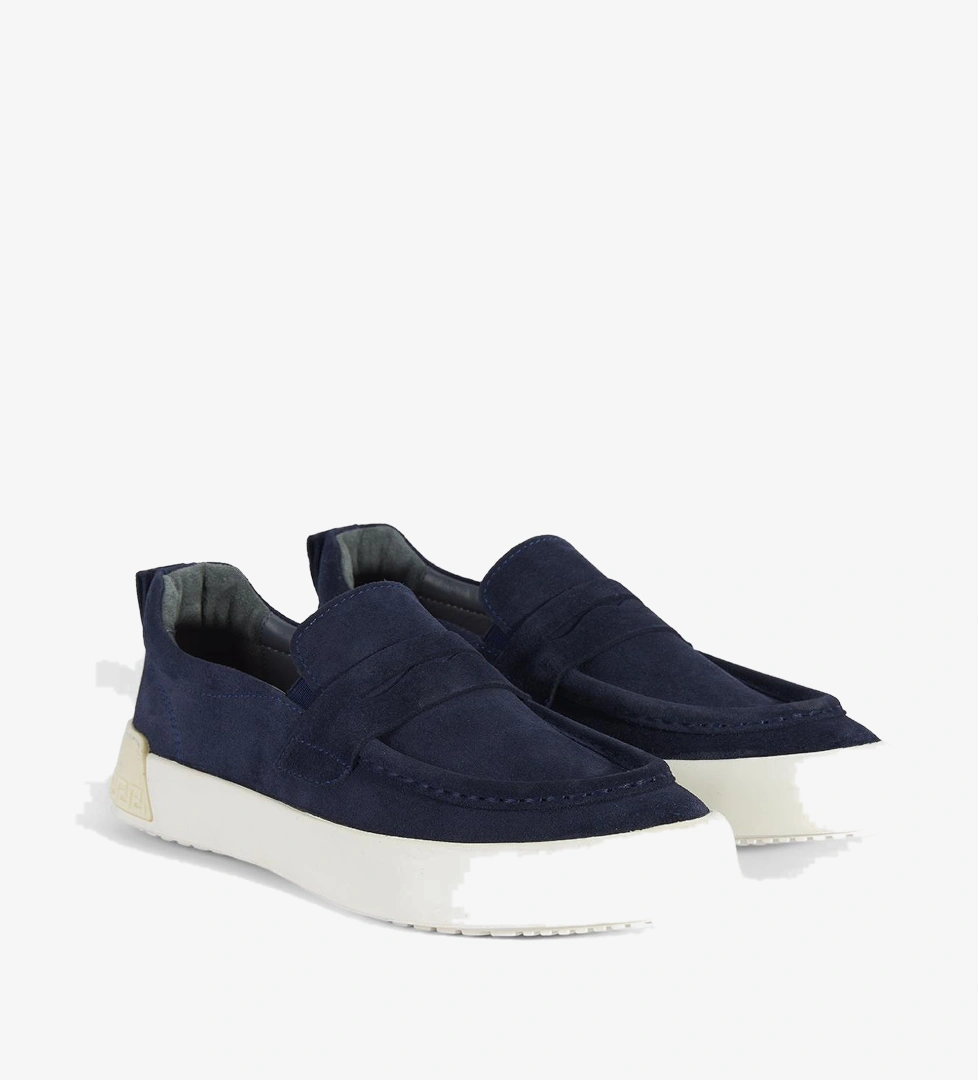 Erkek Lacivert Süet Deri Loafer