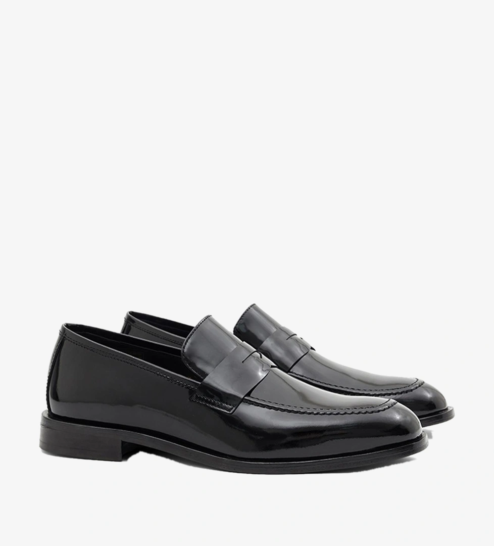 Erkek Siyah Klasik Rugan Deri Loafer