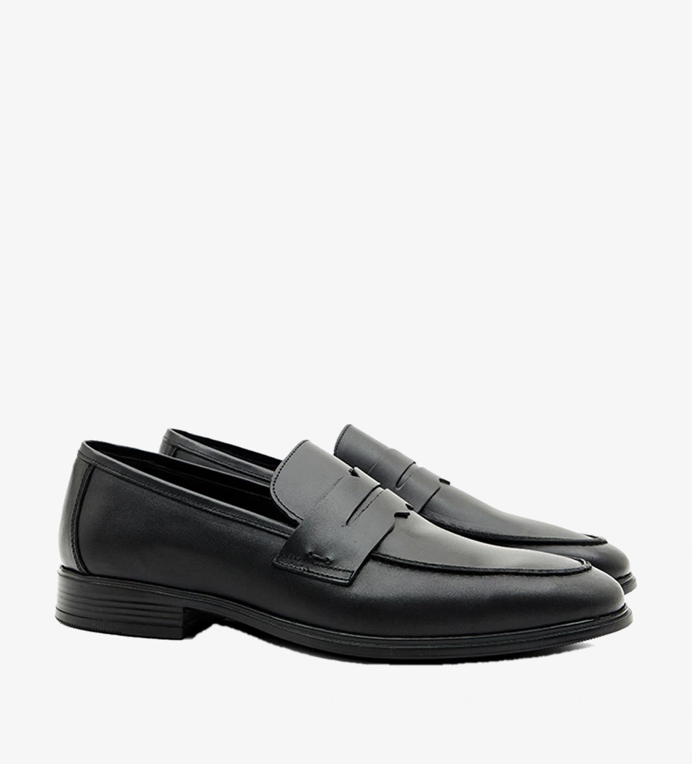Erkek Siyah Klasik Slip-On Deri Loafer