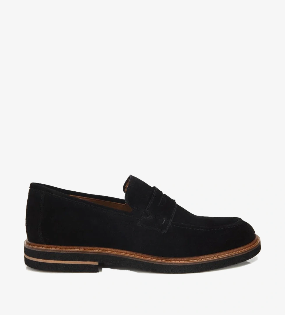 Erkek Süet Deri Siyah Klasik Loafer