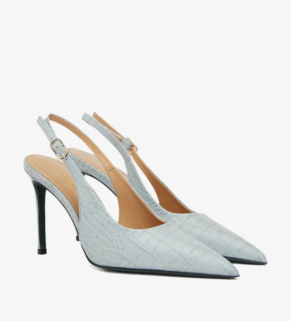 Gh For Nw Kadın Açık Mavi Kroko Desenli Deri Stiletto