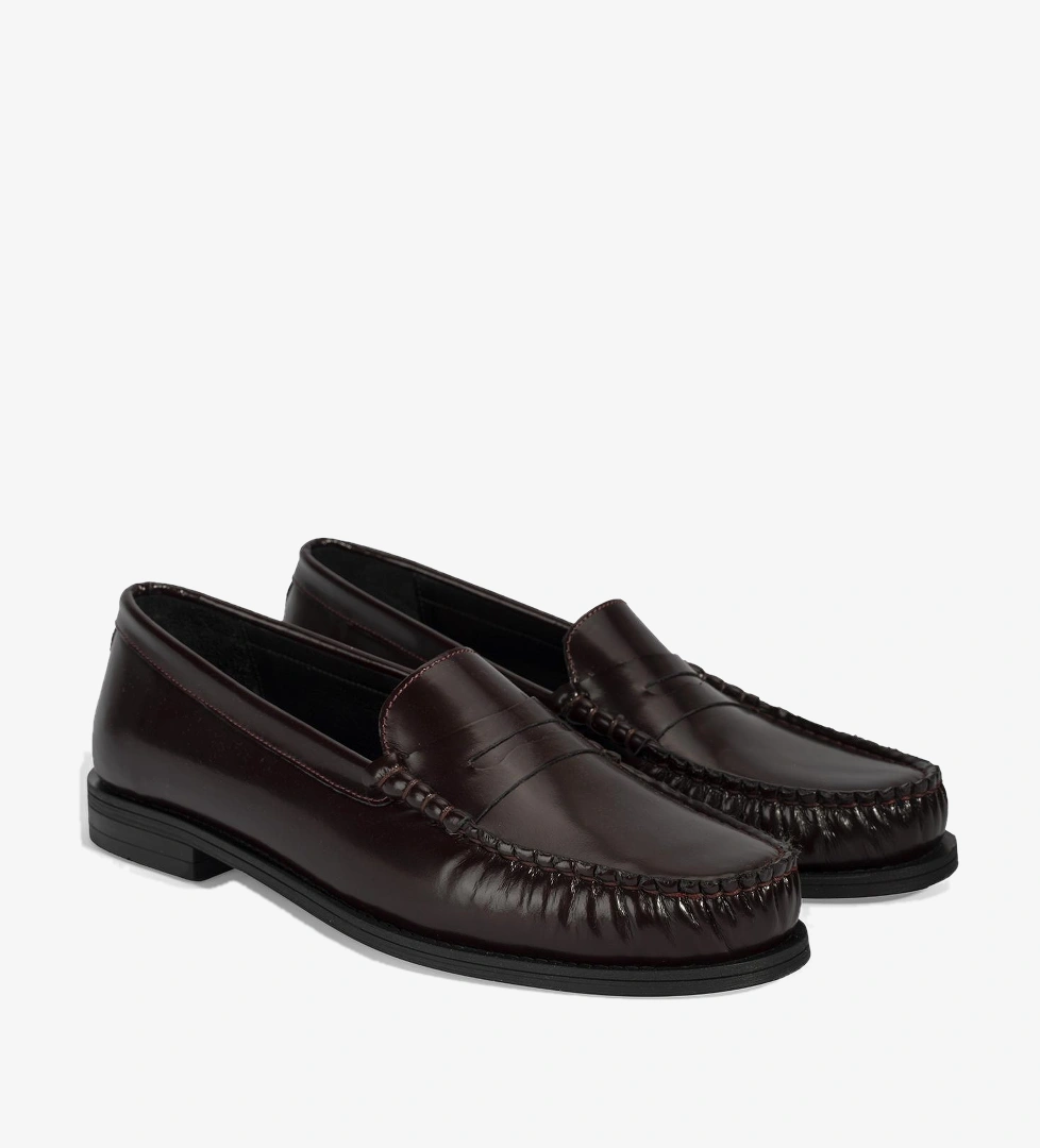 Kadın Bordo Klasik Deri Loafer