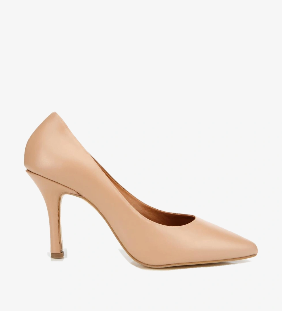 Kadın Deri Bej Yüksek Topuklu Stiletto
