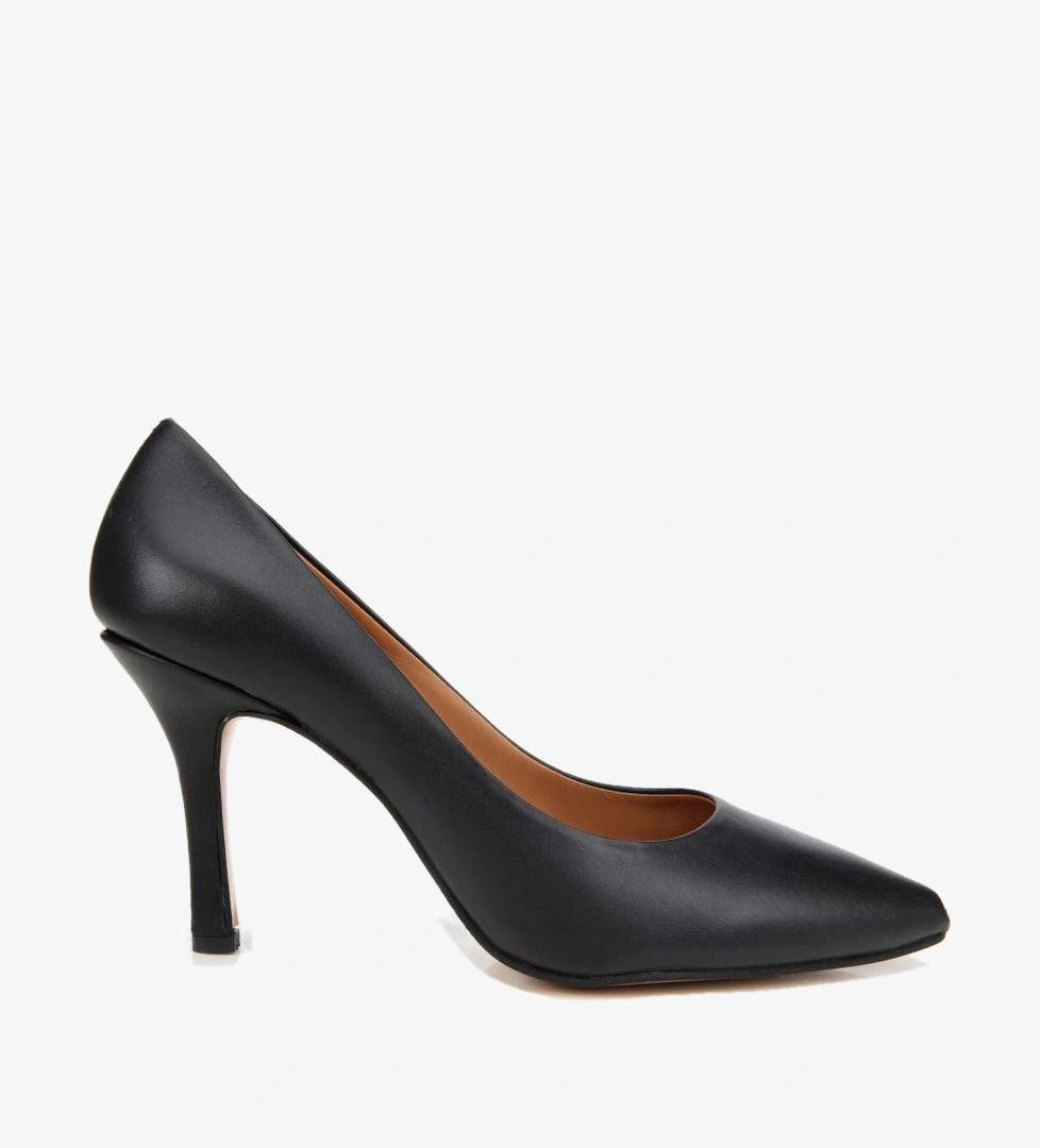 Kadın Deri Siyah Yüksek Topuklu Stiletto
