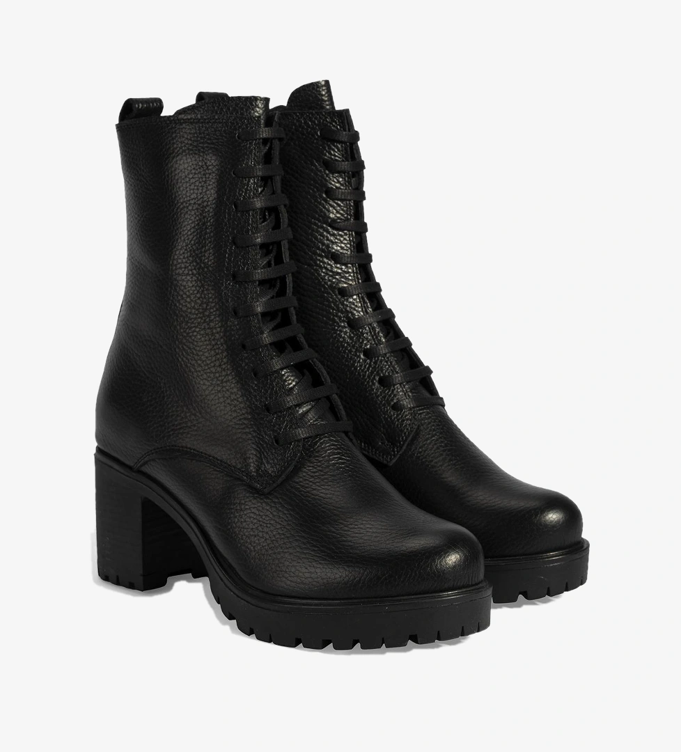 Desa Siyah Desa Bağcıklı Kadın Kalın Topuklu Deri Bot