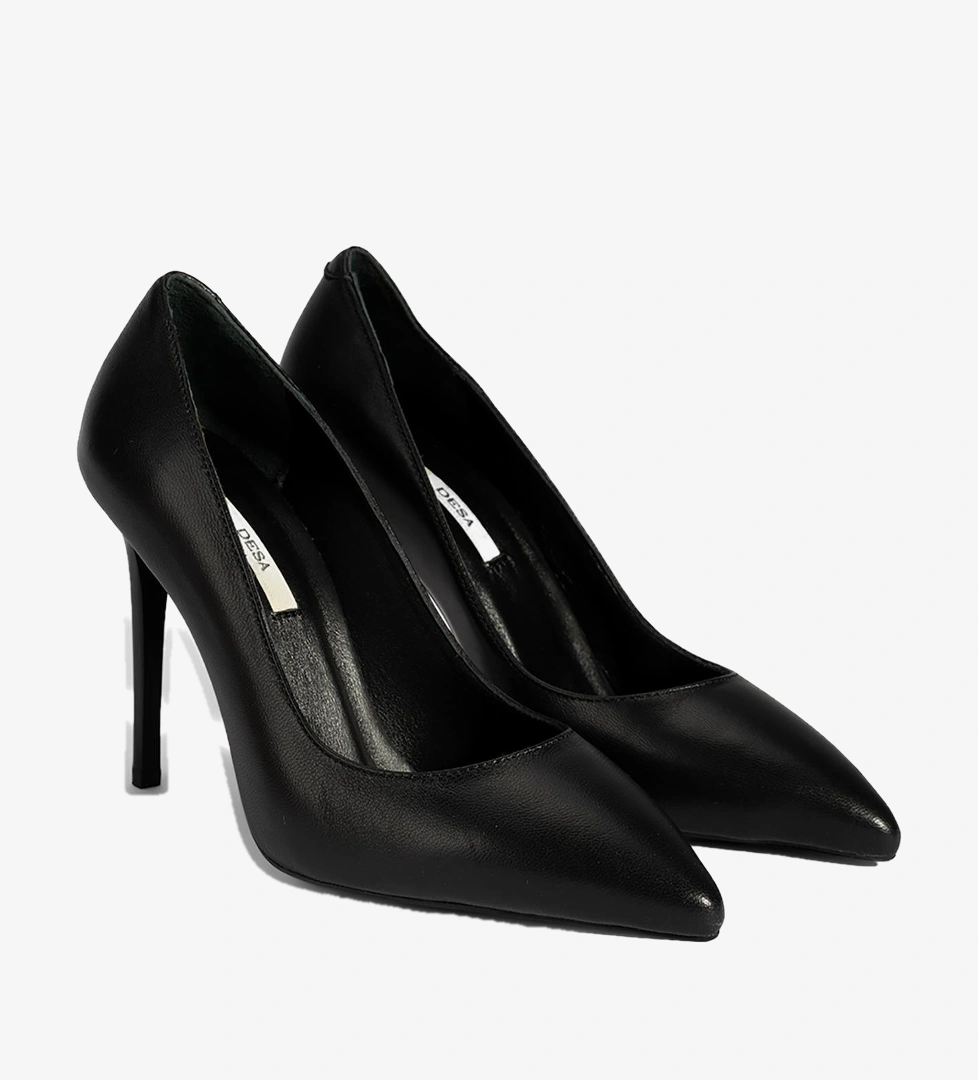 Desa Desa Kadın Siyah Deri Stiletto FashFed'de! Siyah - 1. görsel