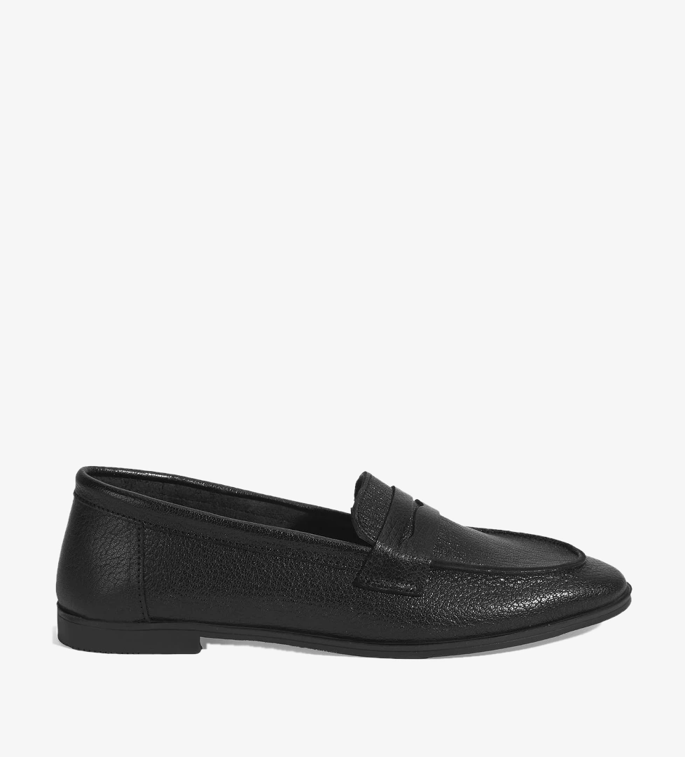 Kadın Siyah Slip-On Deri Loafer
