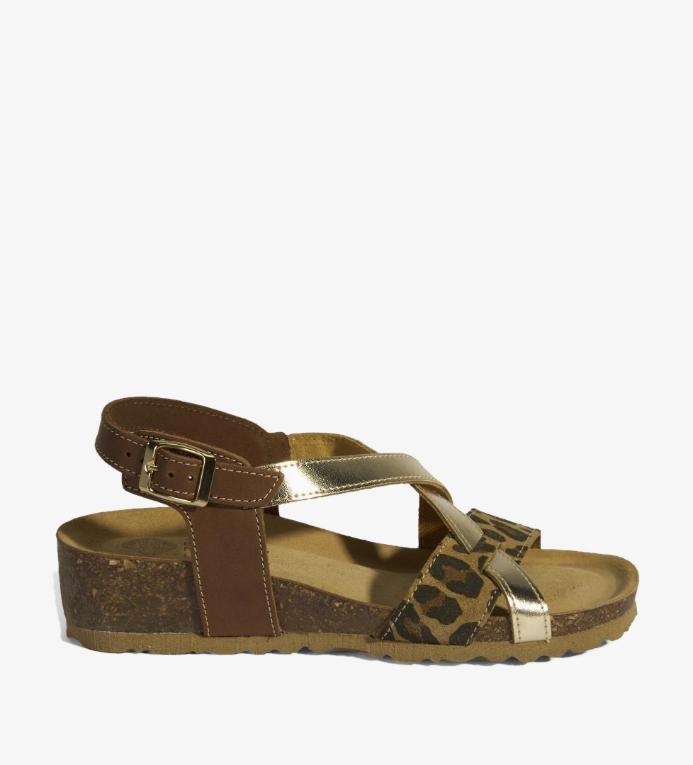 Leopar Kadın Toka Detaylı Nubuk Sandalet