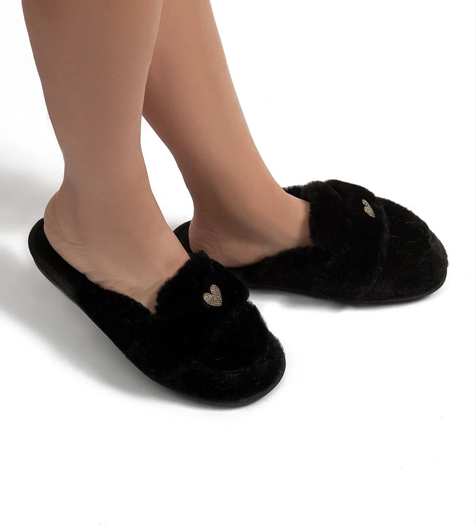 Mammy Peluş Kadın Ev Terliği Siyah 37/41