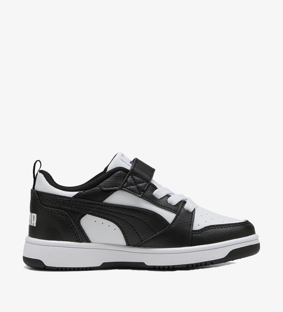 Puma Rebound V6 Low Çocuk Siyah Beyaz Spor Ayakkabı