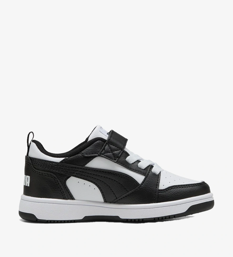 Puma Rebound V6 Low Çocuk Siyah Beyaz Spor Ayakkabı