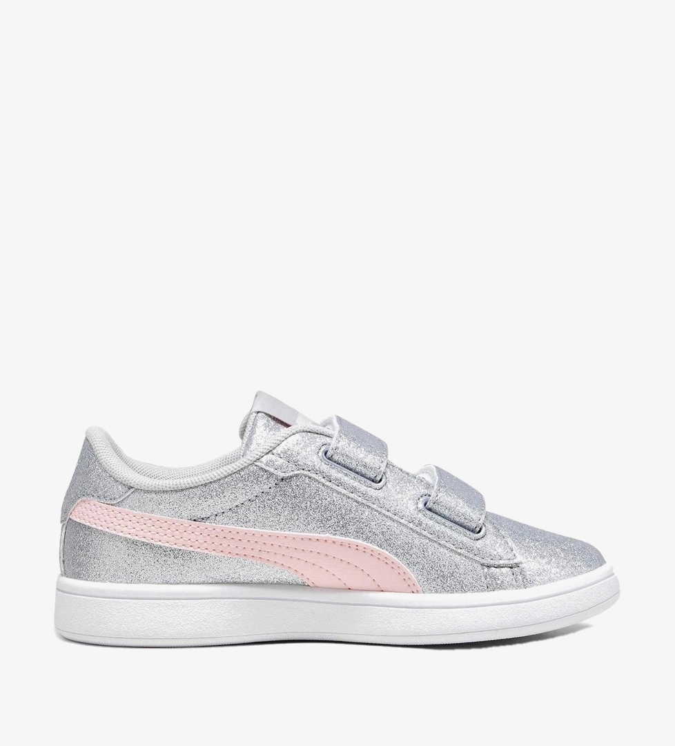 Puma Smash 3.0 Gliz Glam V PS Çocuk Gri Spor Ayakkabı