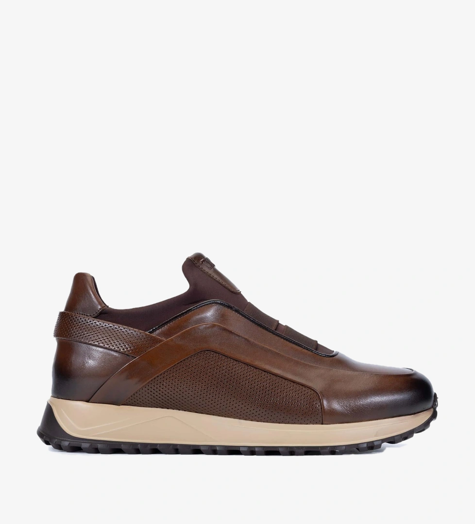 Tamer Tanca Erkek Hakiki Deri Kahverengi Sneakers & Spor Ayakkabı
