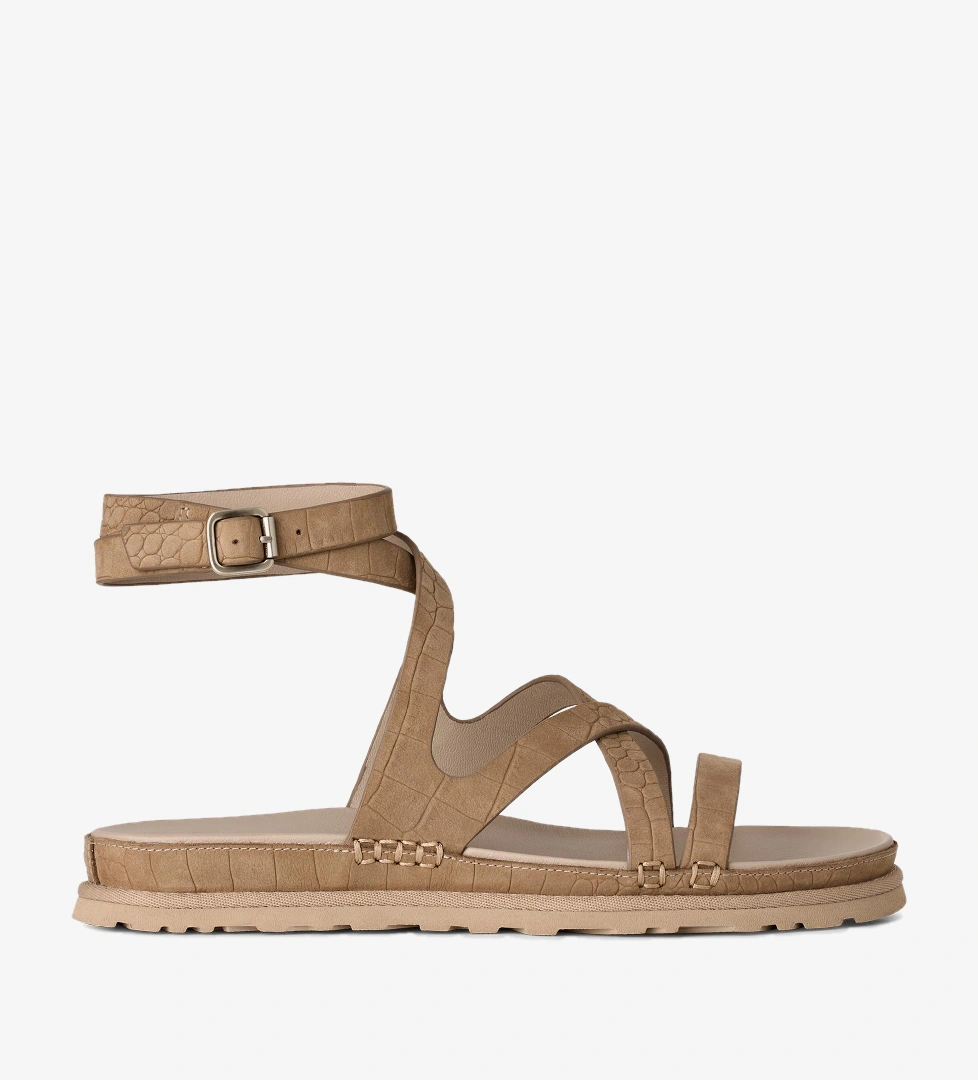 UGG Goldengaze Embossed Ankle Wrap Kadın Kahverengi Sandalet