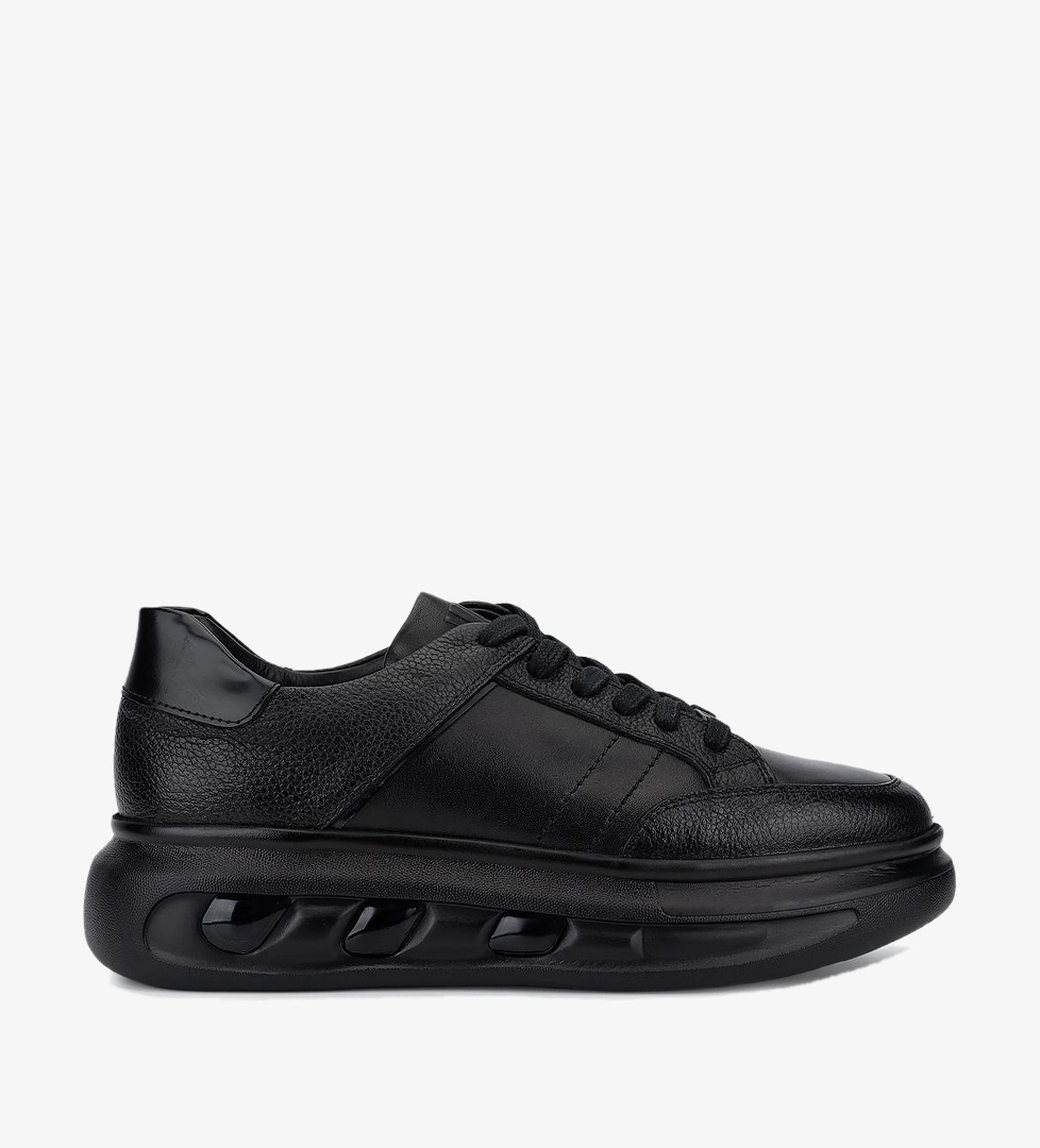 Valmenti Erkek Hakiki Deri Siyah Sneakers & Spor Ayakkabı