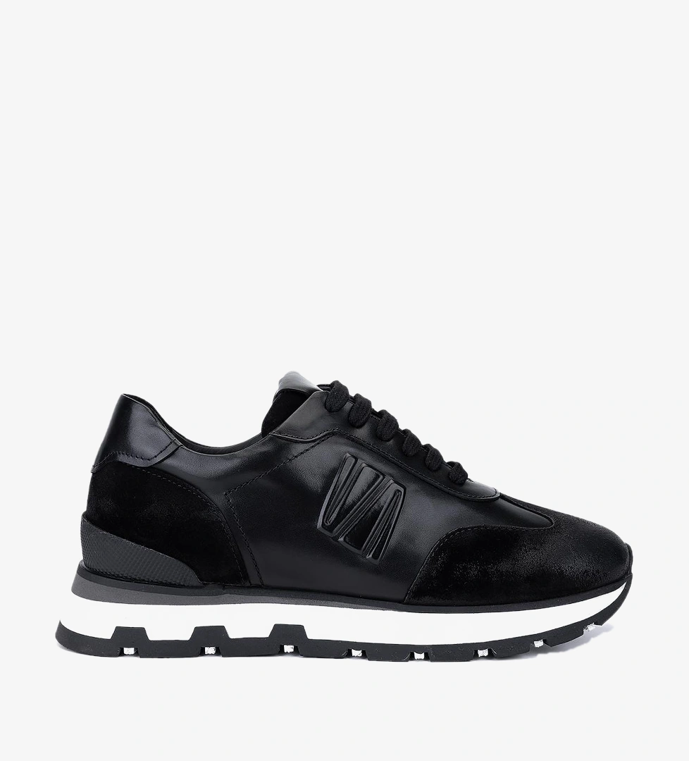 Valmenti Erkek Hakiki Deri Siyah Süet Sneakers & Spor Ayakkabı