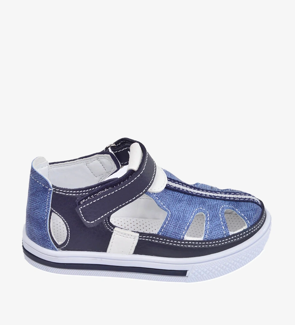 Kiko Şb 2256-61 Orto pedik Erkek Çocuk Bebe Ayakkabı Sandalet Siyah-Mavi - Görsel 1