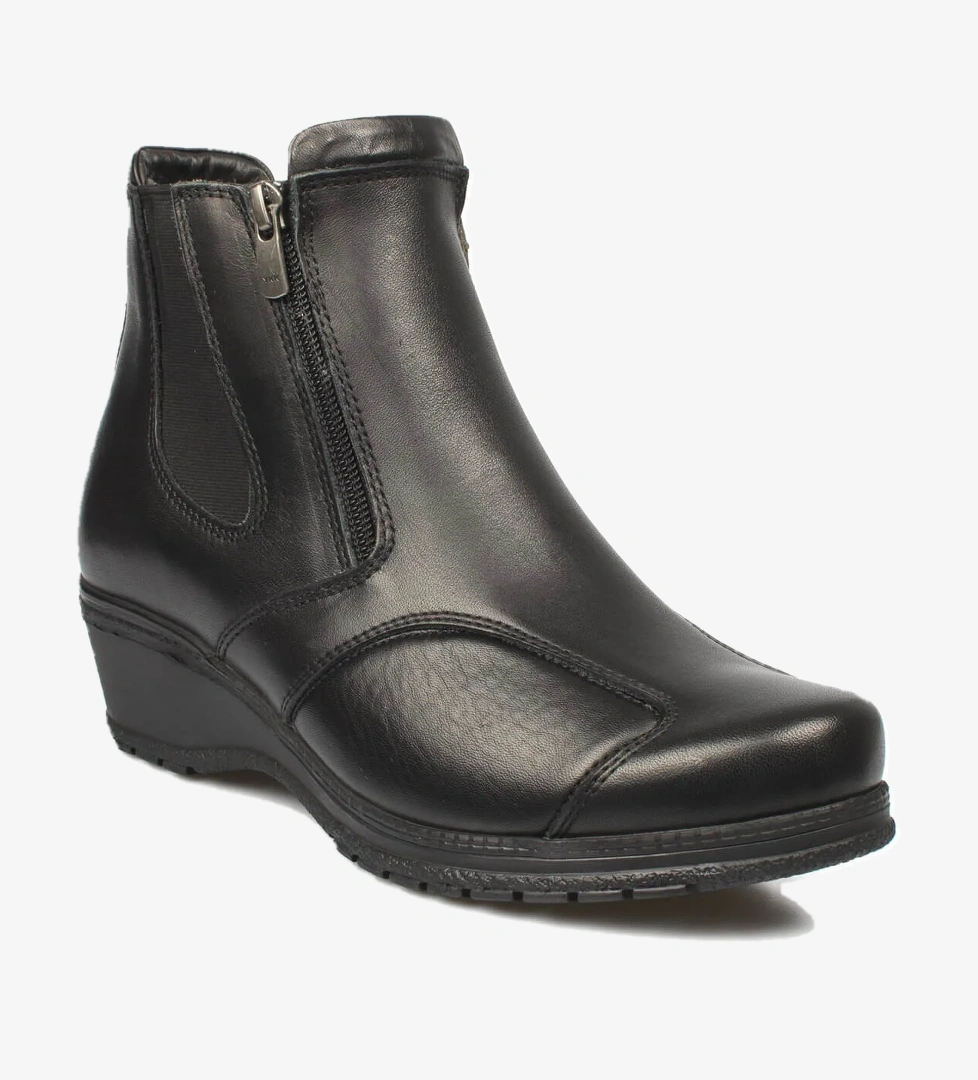 25652 Cift Fermuarlı Comfort Siyah Kadın Bot - Görsel 1