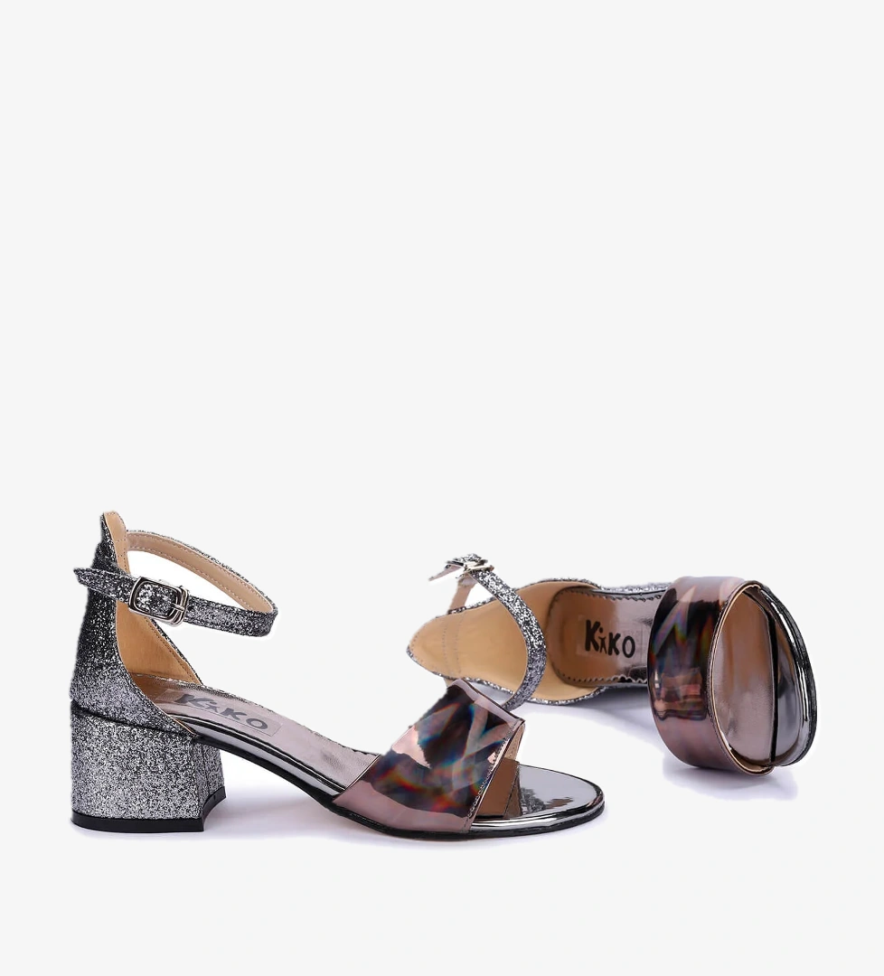Kiko 768 Ayna Kum Günlük Kız Çocuk 3 Cm Topuk Sandalet Ayakkabı PLATİN - Görsel 1