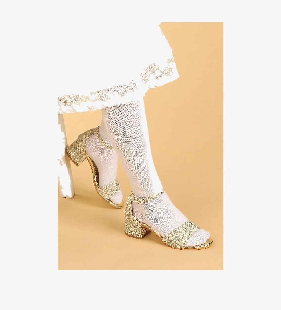 Kiko 769 Çupra Günlük Kız Çocuk 3 Cm Topuk Sandalet Ayakkabı ALTIN - Görsel 1