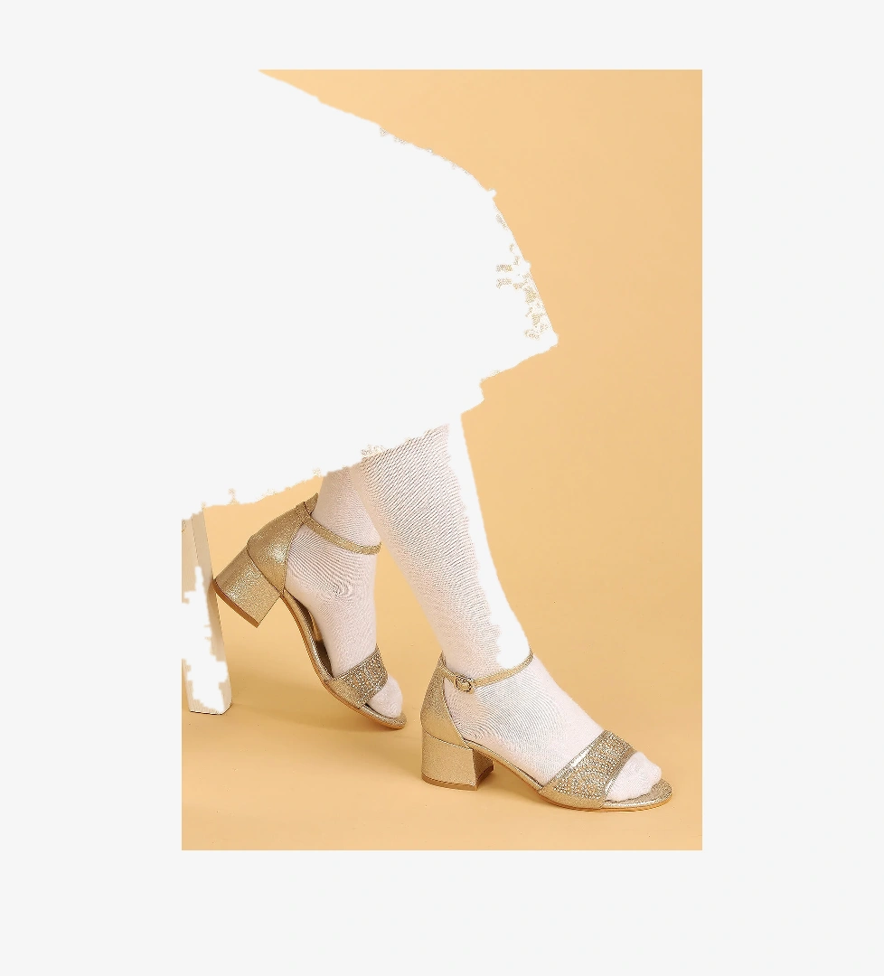 Kiko 765 Çatlak Günlük Kız Çocuk 3 Cm Topuk Sandalet Ayakkabı ALTIN - Görsel 1
