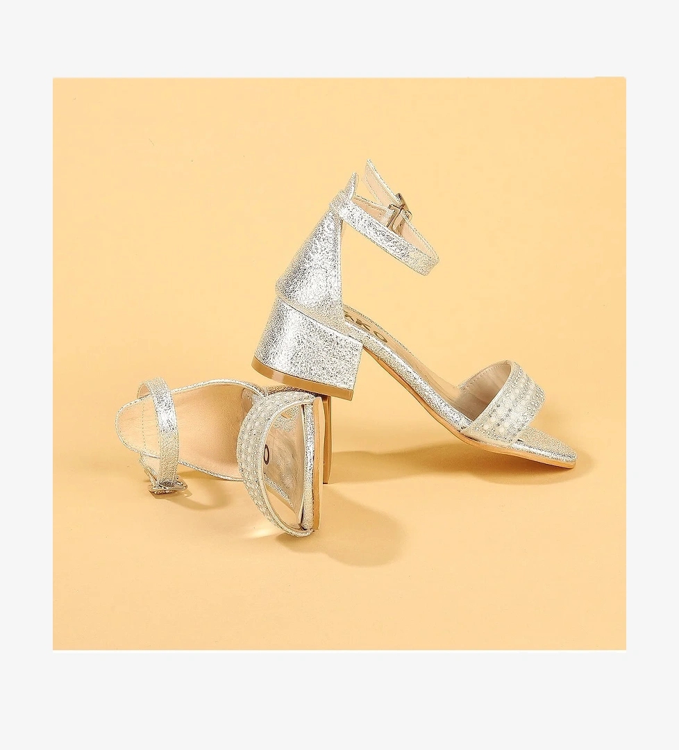 Kiko 765 Çatlak Günlük Kız Çocuk 3 Cm Topuk Sandalet Ayakkabı Gümüş - Görsel 1