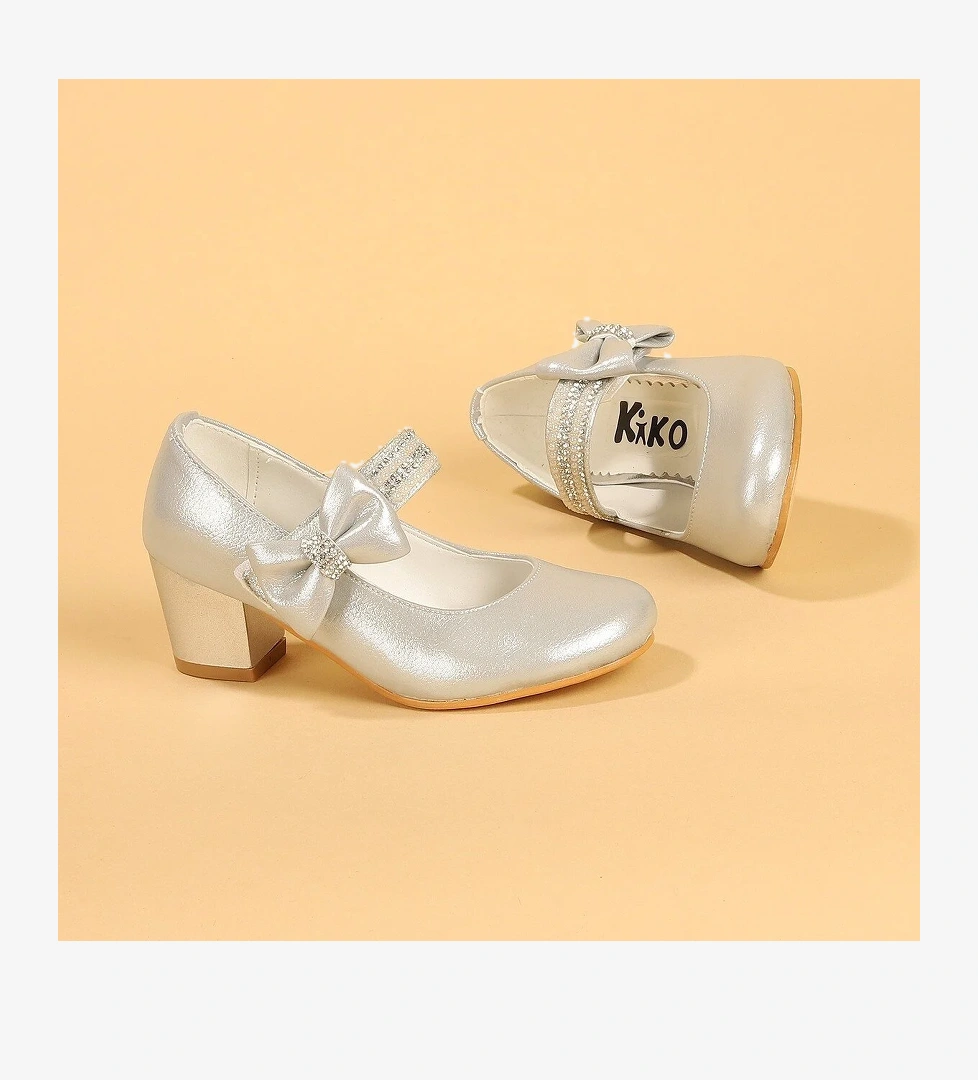 Kiko 752 Vakko Günlük Kız Çocuk 4 Cm Topuk Babet Ayakkabı Gümüş - Görsel 1