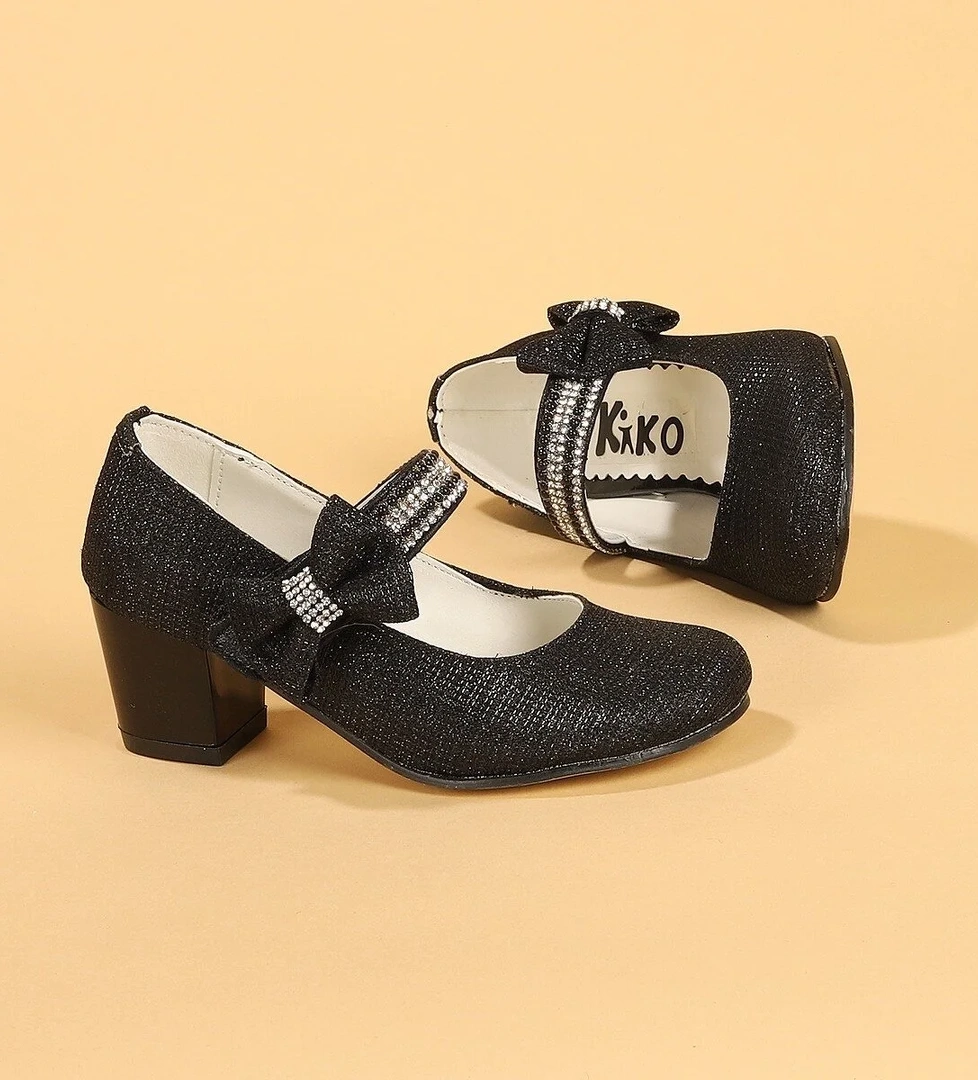 Kiko 752 Çupra Günlük Kız Çocuk 4 Cm Topuk Babet Ayakkabı SİYAH - Görsel 1