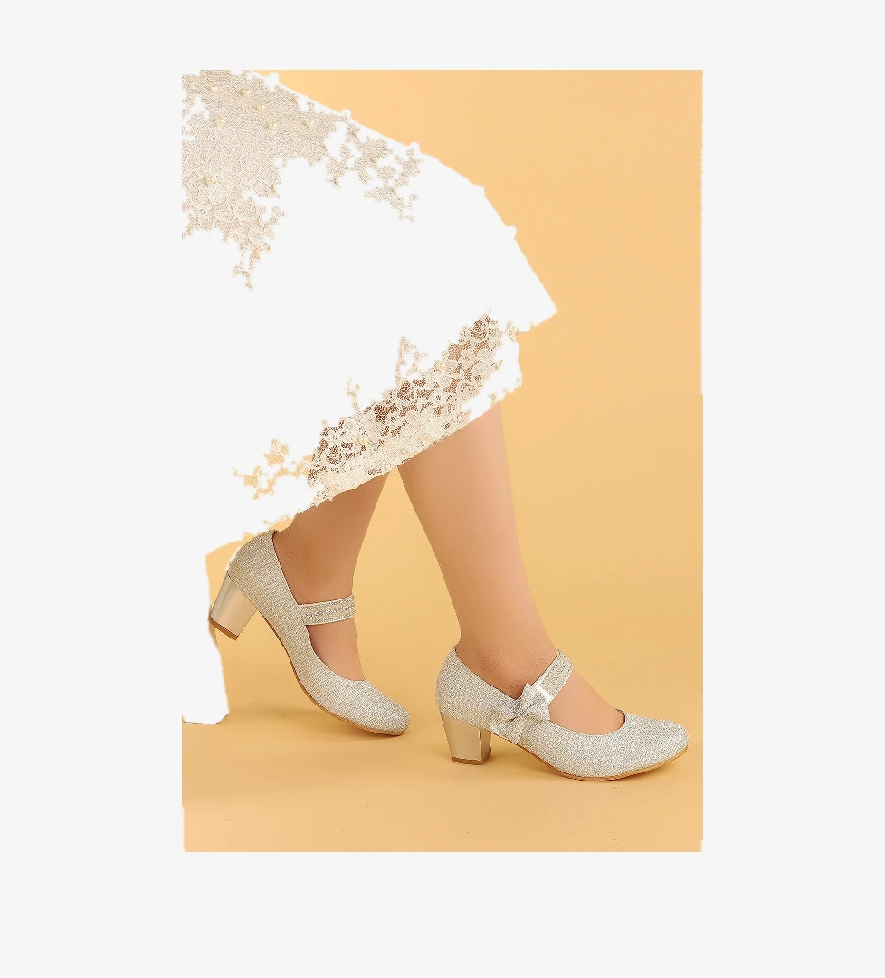 Kiko 752 Çupra Günlük Kız Çocuk 4 Cm Topuk Babet Ayakkabı Gümüş - Görsel 1