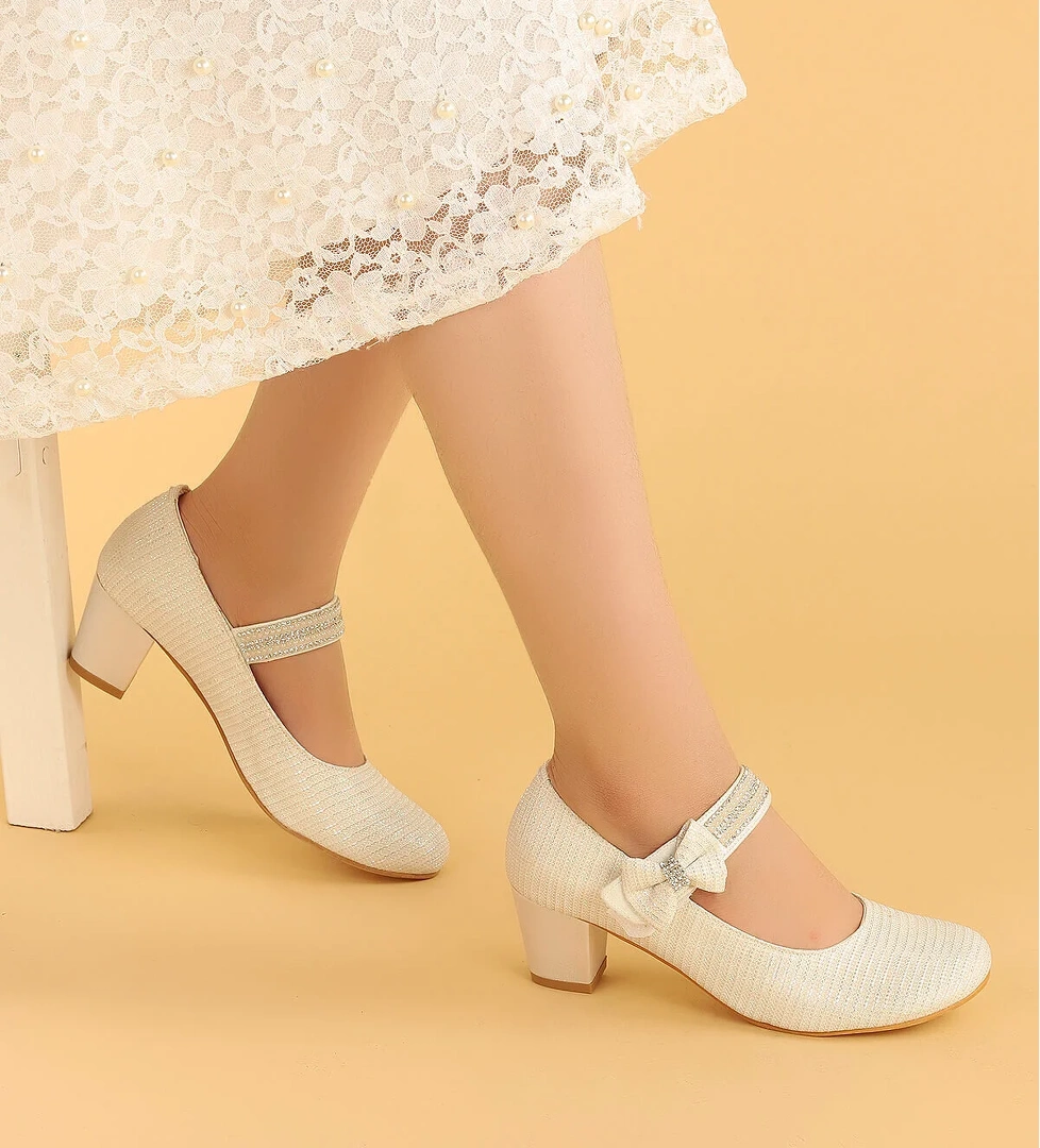 Kiko 752 Çupra Günlük Kız Çocuk 4 Cm Topuk Babet Ayakkabı Sedef - Görsel 1
