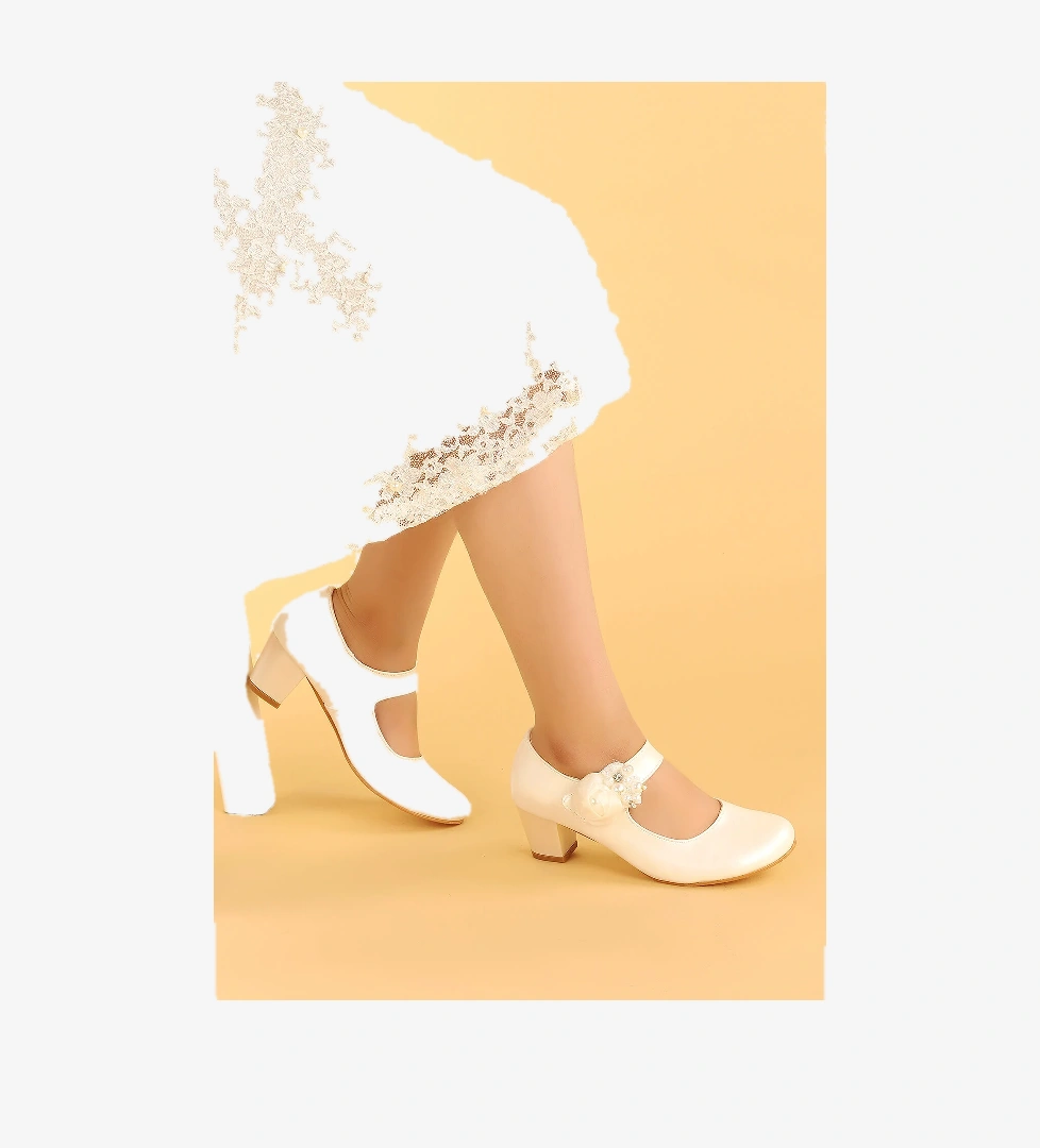 Kiko 751 Cilt Günlük Kız Çocuk 4 Cm Topuk Babet Ayakkabı Sedef - Görsel 1