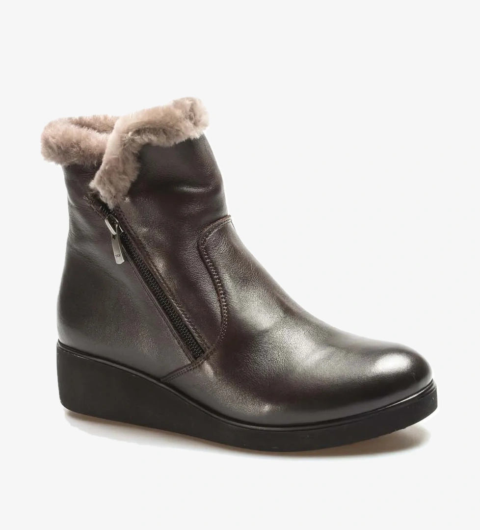 Hakiki Deri Kürklü Kadın Kalın Taban Bot 863KZA2053