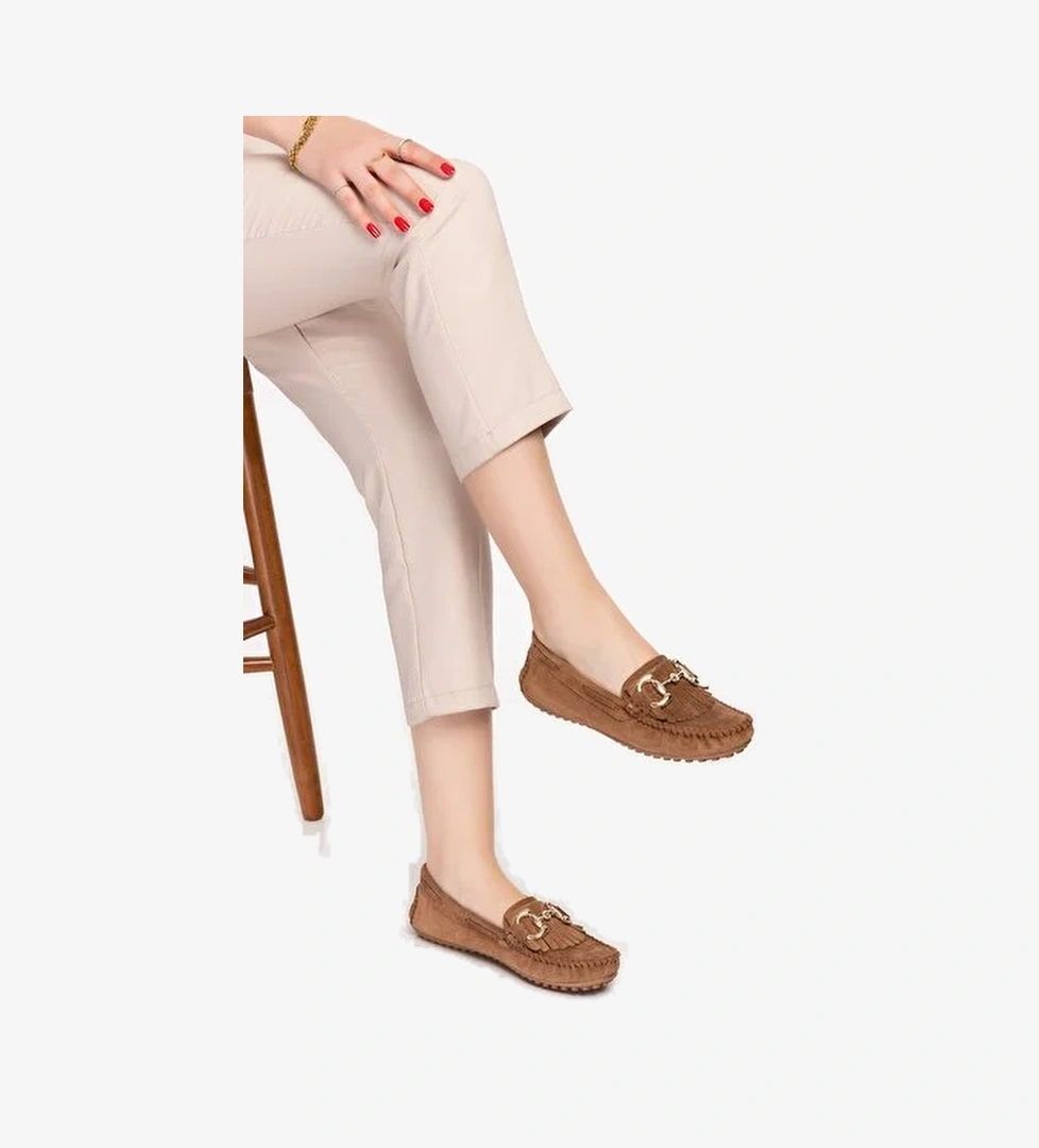 Gondol Kundura Taba Gondol Kundura Gondol Hakiki Deri Süet Esnek Hafif Rahat Loafer sw.755