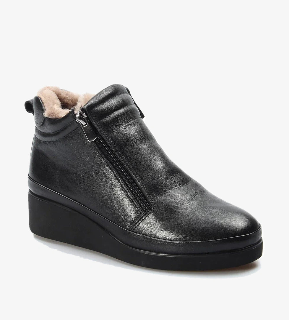 Fast Step Hakiki Deri Kürklü Kadın Kalın Taban Bot 863kza356 model görseli