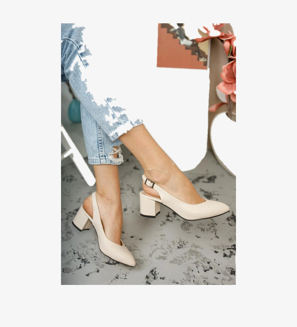 GZHW711 Garantili Kadın Arkası Açık Klasik Günlük Tarz Şık ve Rahat Topuklu Ayakkabı