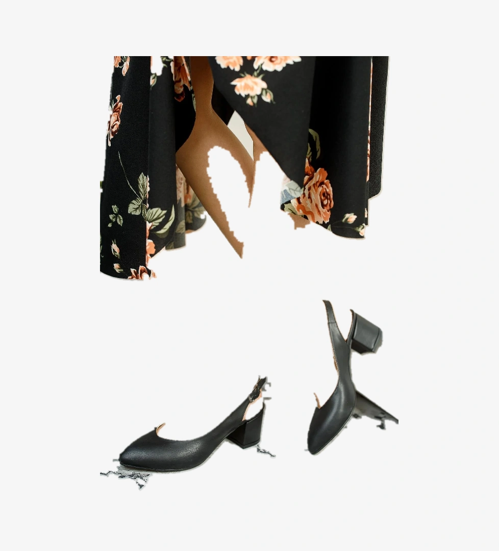 Muggo GZHW711 Garantili Kadın Arkası Açık Klasik Günlük Tarz Şık ve Rahat Topuklu Ayakkabı