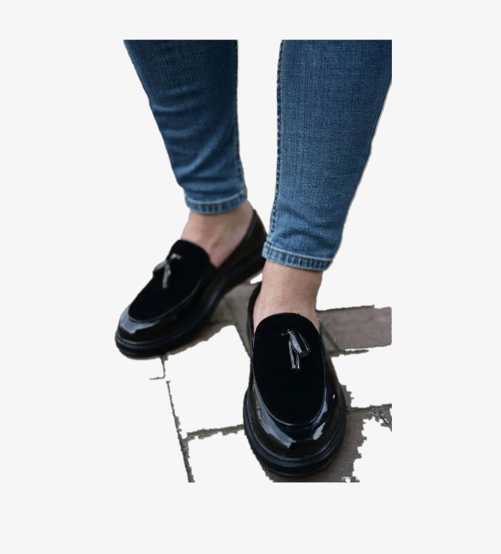 CH002 RST Loafer Verniciata Erkek Ayakkabı SIYAH - Görsel 1
